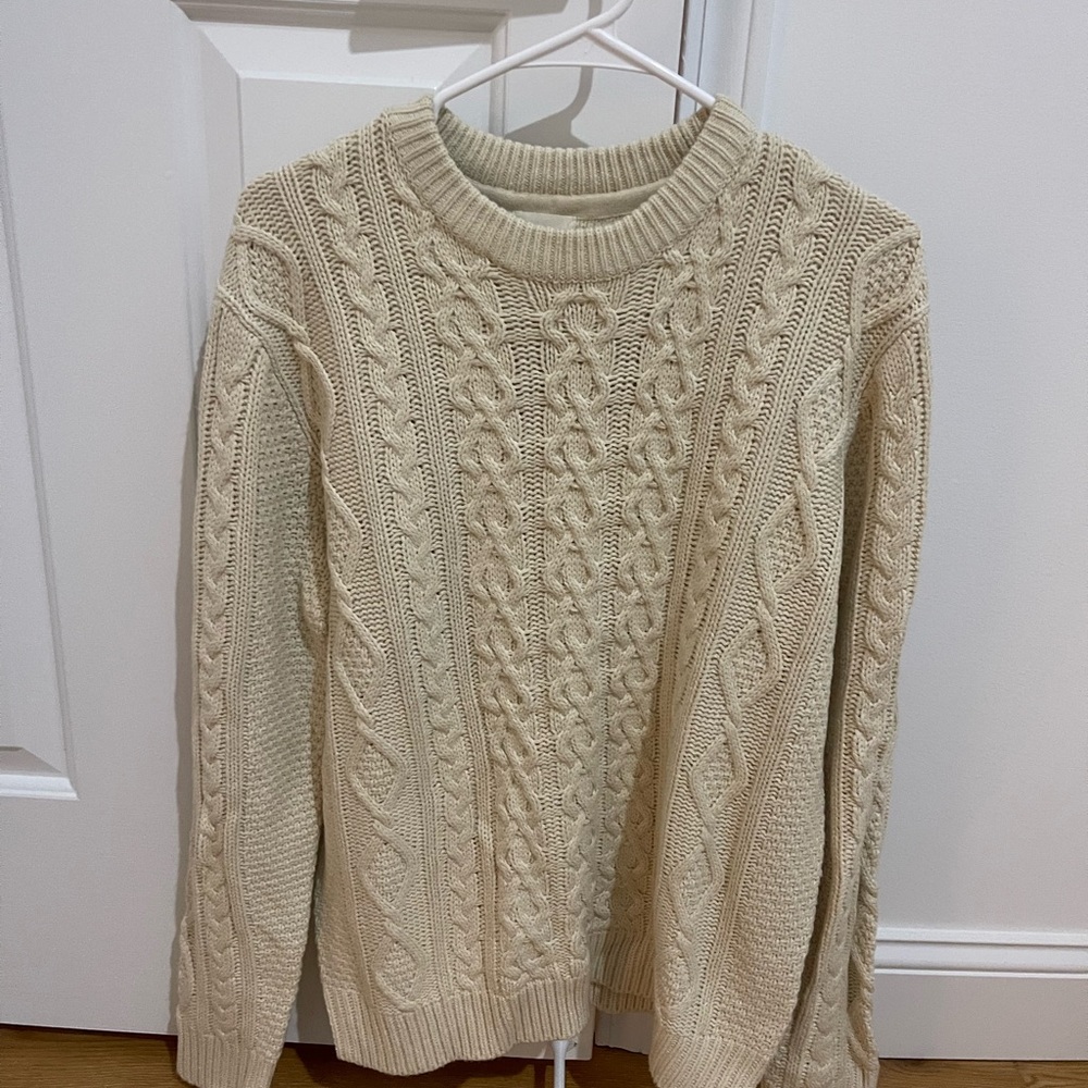 H&M Cream Cable Knit Crewneck Sweater